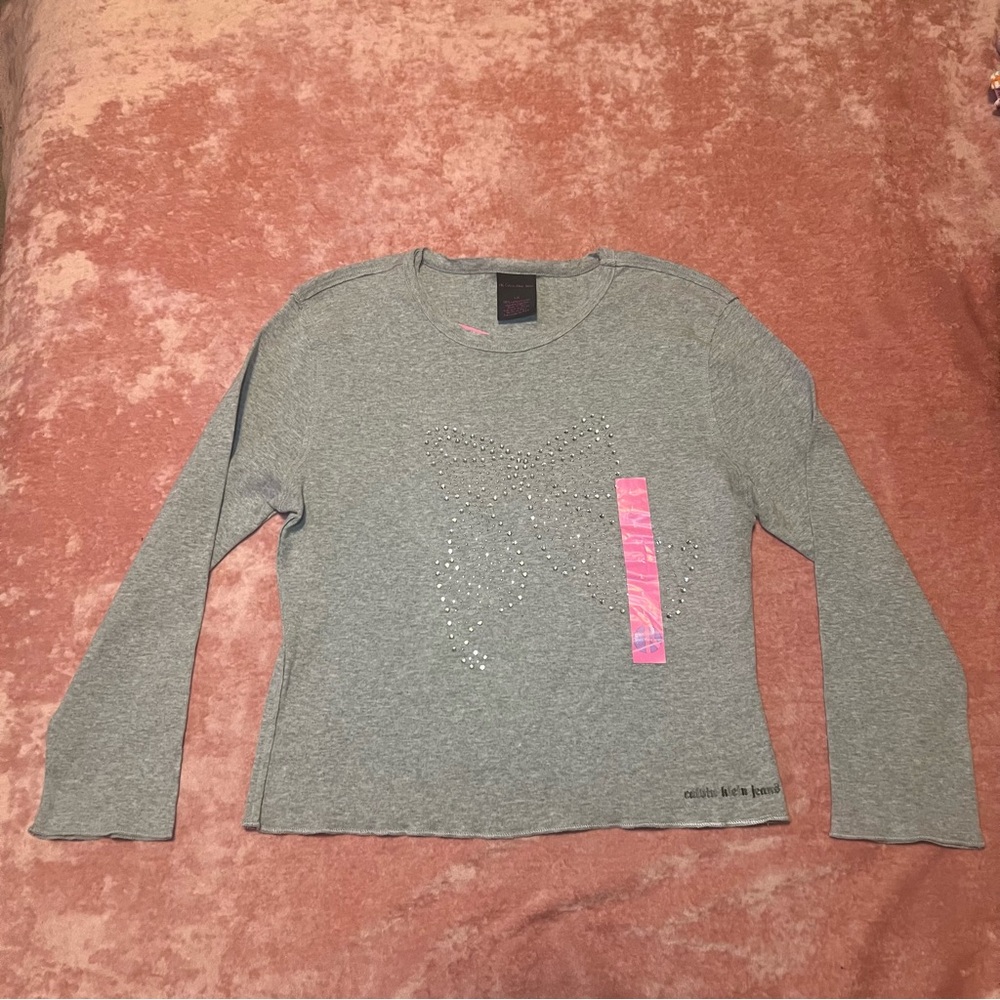 calvin klein jeans bedazzled bow shirt
